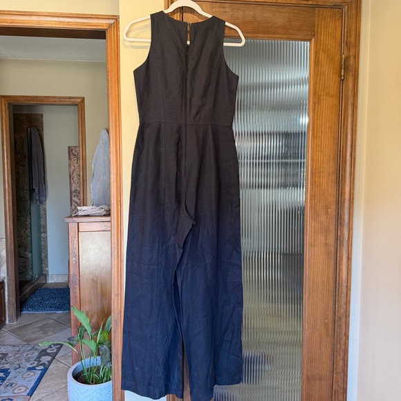 New Boden Carla 100% Linen Jumpsuit Black With Pockets Sleeveless Womens size 2R - Picture 3 of 6